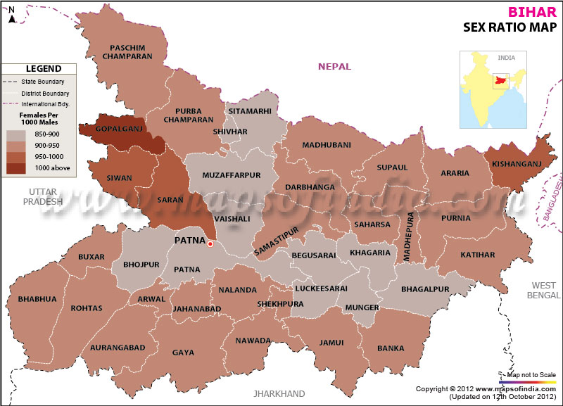 Map of Bihar Sex Ratio