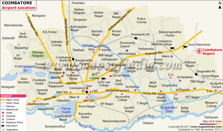 Airport Location Map of Coimbatore Airport Location Map of Coimbatore
