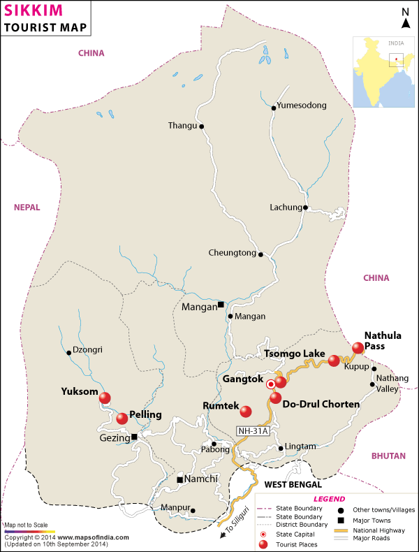 Tourist Map Of Sikkim